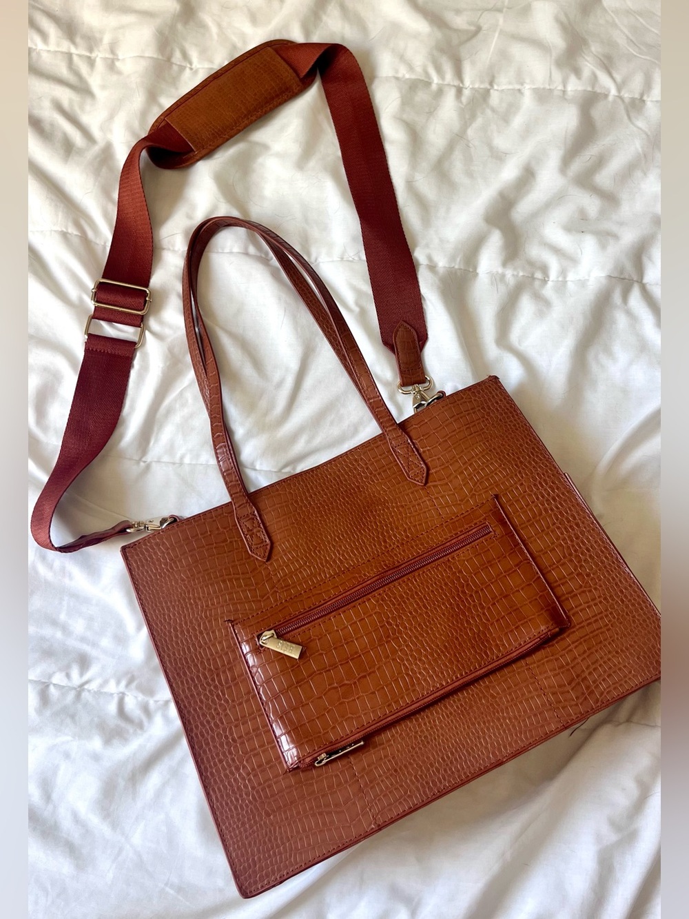 BEIS work tote in brown animal print